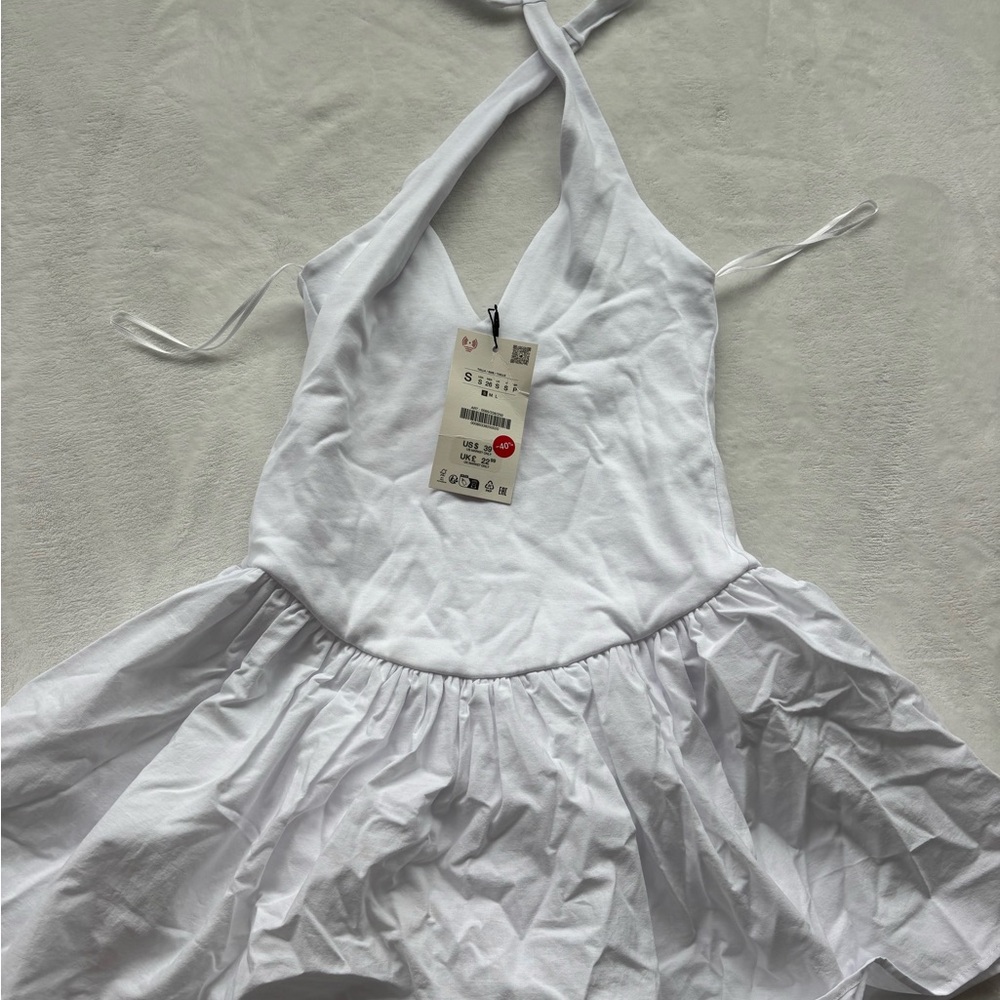 Zara White Halter Mini Dress